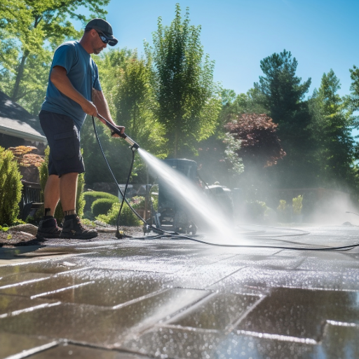 power washing concrete patio image